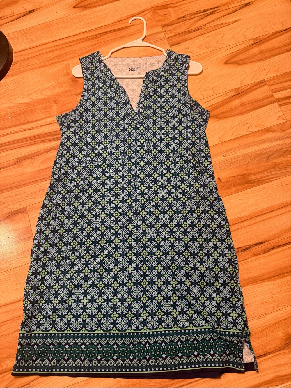 Lands End turquoise/navy knee length dress